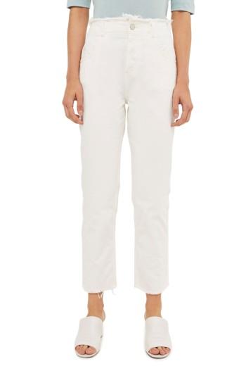 Women's Topshop Boutique High Waist Frayed Hem Jeans Us (fits Like 0) X - White