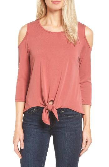 Women's Bobeau Cold Shoulder Tee - Red