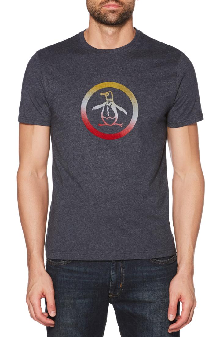 Men's Original Penguin Flocked Ombre Circle Pete T-shirt