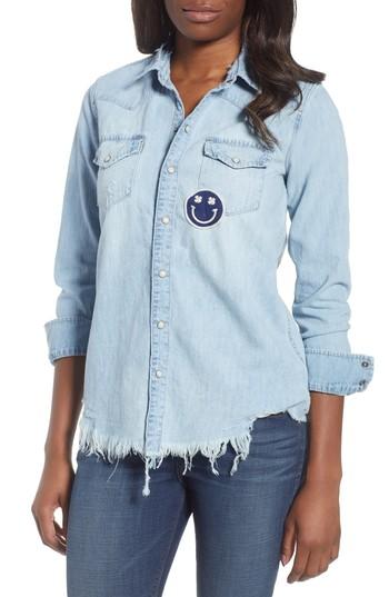 Women's Lucky Brand Western Smiley Denim Shirt - Blue