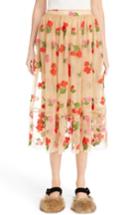 Women's Simone Rocha Smocked Waist Embroidered Tulle Skirt Us / 8 Uk - Beige