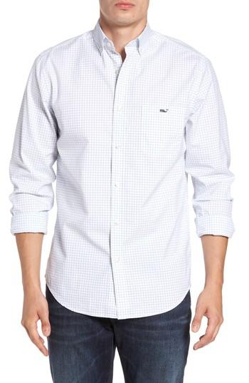 Men's Vineyard Vines Navy Beach Classic Fit Check Sport Shirt, Size - Blue