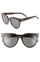 Women's Saint Laurent 54mm Cat Eye Sunglasses - Black/ Grey