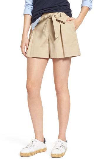 Women's 1901 Pleated Twill Bow Front Shorts - Brown