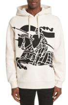 Men's Burberry Fenchurst Embroidered Oversize Fleece Hoodie - White