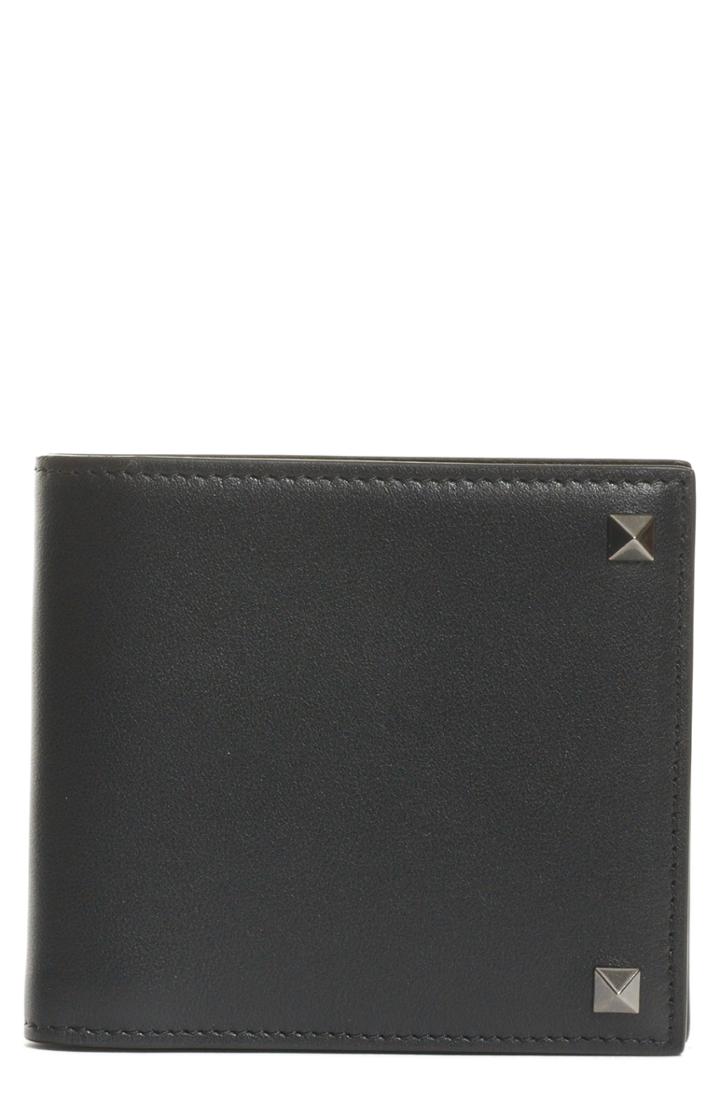 Men's Valentino Garavani Rockstud Leather Wallet - Black