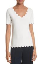 Women's Milly Scallop Top, Size - White