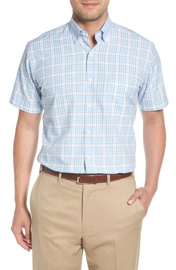 Men's Peter Millar Belltown Regular Fit Tartan Sport Shirt - Blue