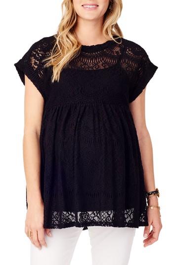 Women's Ingrid & Isabel Lace Maternity Swing Top - Black
