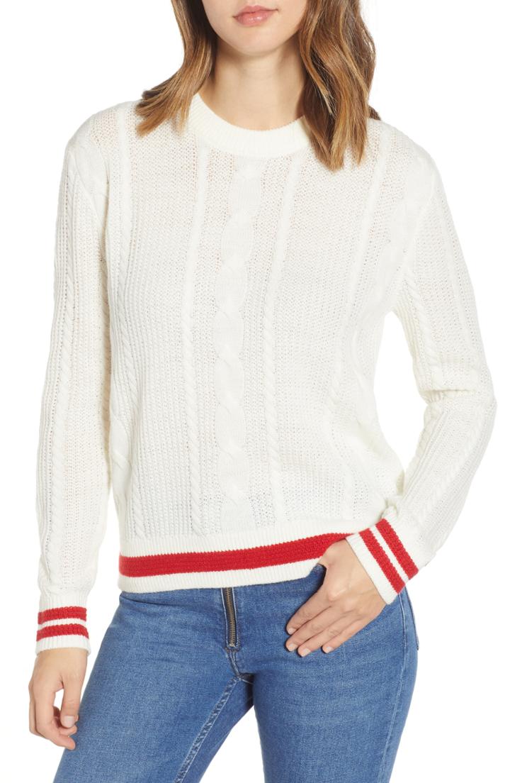 Women's Tommy Jeans Tjw Cable Knit Sweater - White