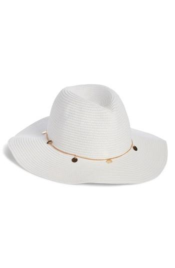 Women's Bp. Coin Embellished Straw Fedora - White