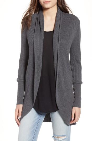 Women's Leith Ribbed Shawl Cocoon Sweater, Size - Grey