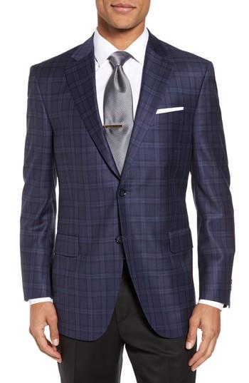 Men's Peter Millar Classic Fit Windowpane Wool Sport Coat S - Blue