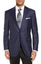 Men's Peter Millar Classic Fit Windowpane Wool Sport Coat S - Blue