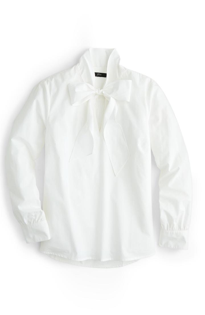 Women's J.crew Tie-neck Cotton Top - White