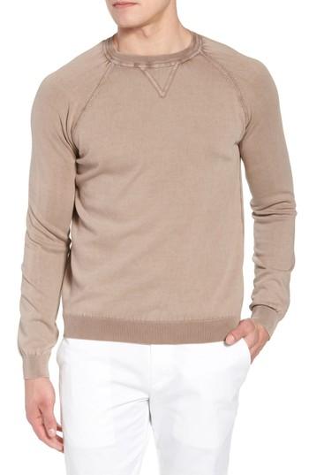 Men's David Donahue Stonewash Cotton Sweatshirt - Brown