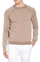 Men's David Donahue Stonewash Cotton Sweatshirt - Brown