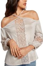 Women's Willow & Clay Knit Halter Blouse, Size - Ivory