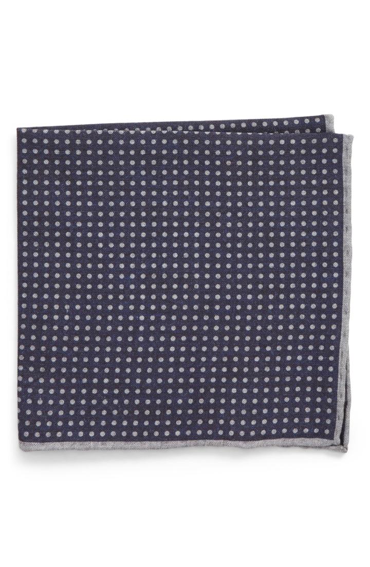 Men's Eleventy Dot Wool & Cotton Pocket Square