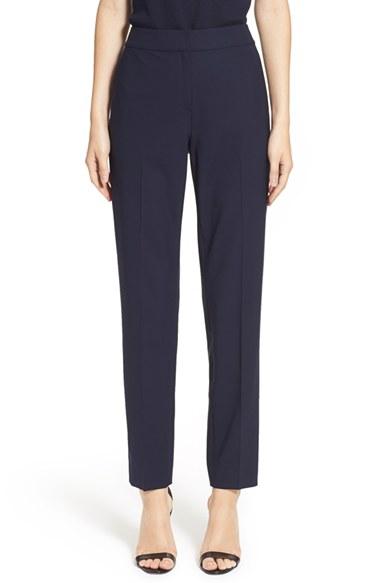 Women's St. John Collection 'emma' Tropical Wool Crop Pants - Blue