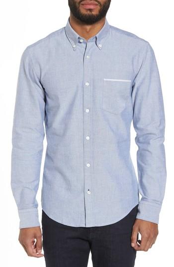 Men's Boss Rod Trim Fit Solid Sport Shirt, Size - Blue