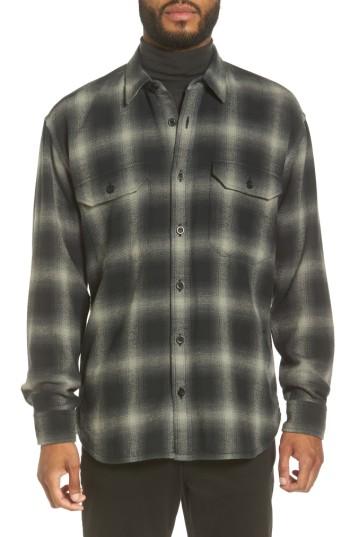 Men's Vince Ombre Buffalo Plaid Sport Shirt - Grey