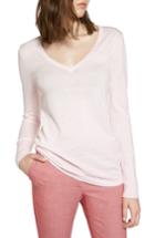Women's Halogen Cotton Blend V-neck Sweater - Pink