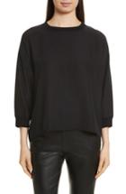 Women's Vince Rib Trim Silk Top