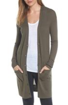 Women's Halogen Rib Knit Wool Blend Cardigan, Size - Green