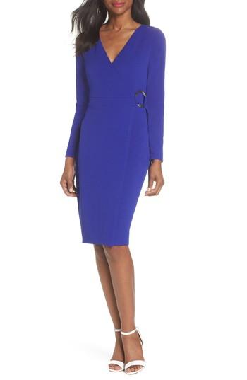 Women's Dorothy Perkins Ring Tie Wrap Dress Us / 8 Uk - Blue