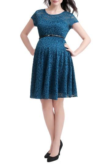 Women's Kimi And Kai Lace Maternity Skater Dress - Blue/green