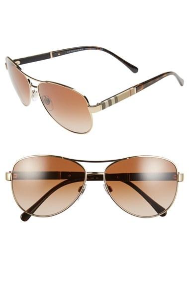 Women's Burberry 59mm Aviator Sunglasses - Matte Gold