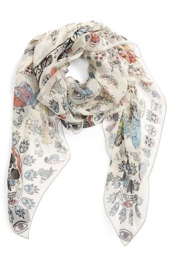 Women's Alexander Mcqueen Underwater Sea World Silk Scarf, Size - Ivory