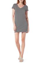 Petite Women's Michael Stars V-neck Jersey Minidress P - Grey