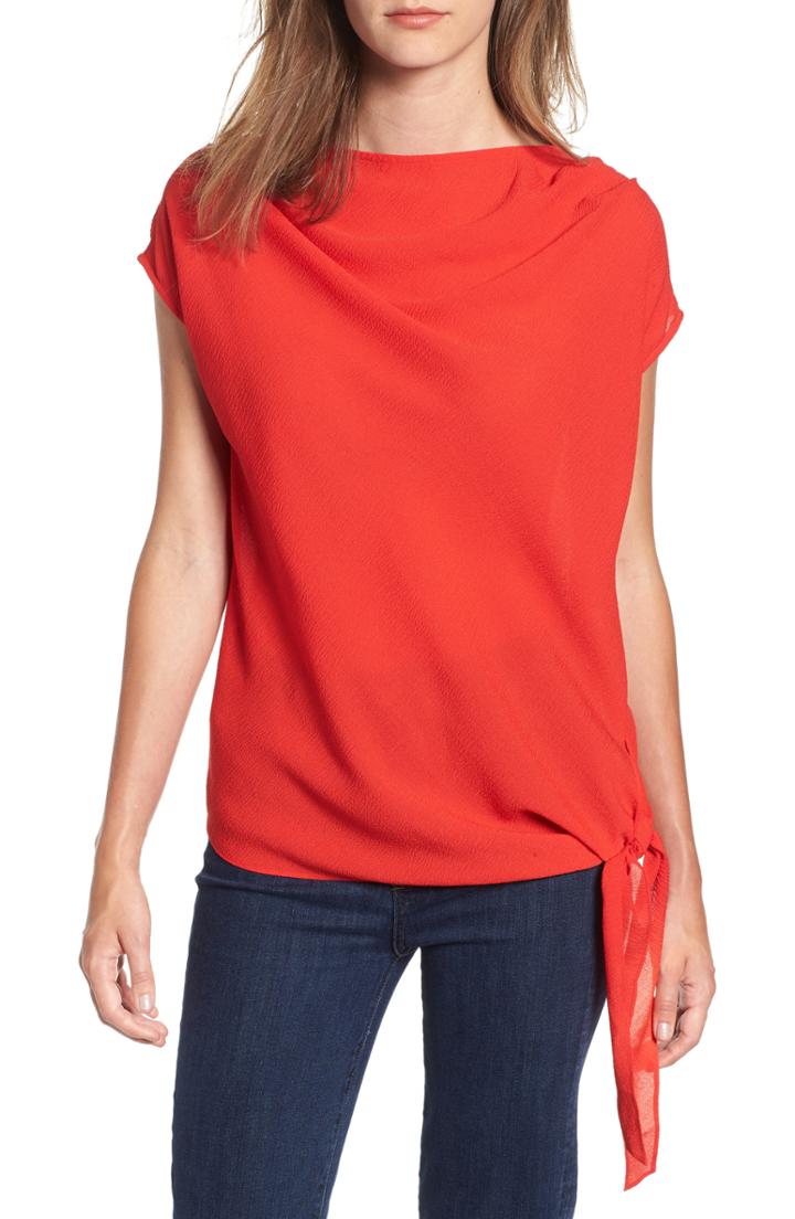 Women's Chelsea28 Asymmetrical Knot Front Top - Red