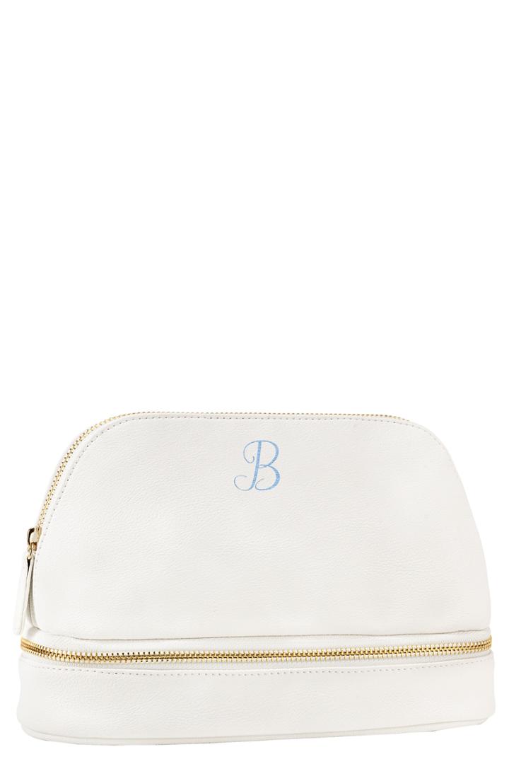 Cathy's Concepts Monogram Faux Leather Cosmetics Case, Size - White B