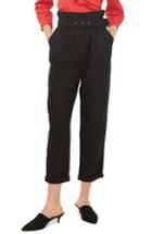 Women's Topshop Mensy Belted Trousers Us (fits Like 0) - Black