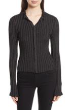Women's Rebecca Taylor Metallic Ribbed Cardigan