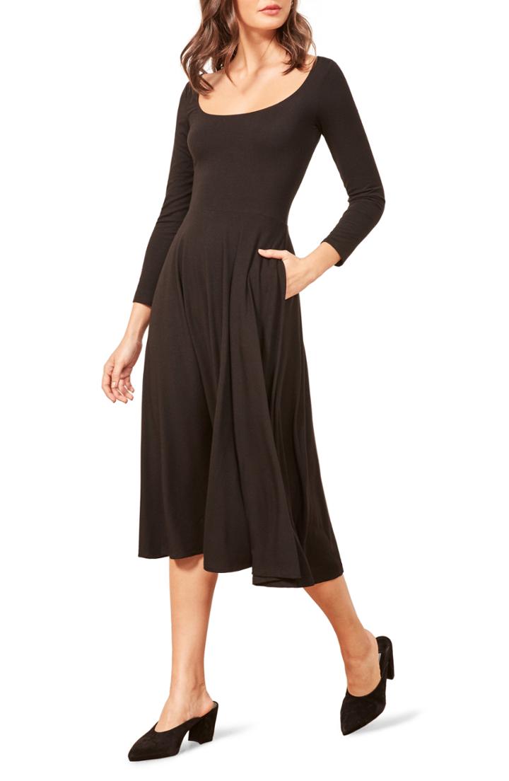 Women's Reformation Lou Midi Dress - Black