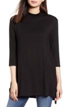 Women's Michael Stars High/low Mock Neck Top, Size - Black