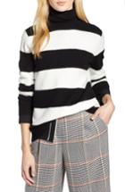 Women's Halogen X Atlantic-pacific Stripe Turtleneck Sweater - Black