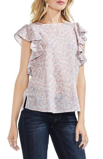 Women's Vince Camuto Whisper Ditsy Ruffle Sleeve Top - Pink