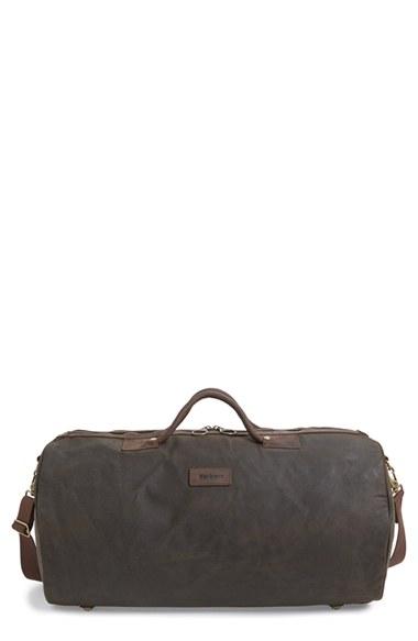 Men's Barbour Waxed Canvas Duffel Bag - Green