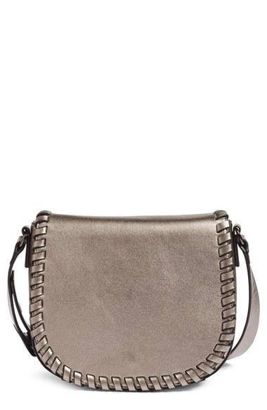 Phase 3 Whipstitch Faux Leather Saddle Bag - Metallic