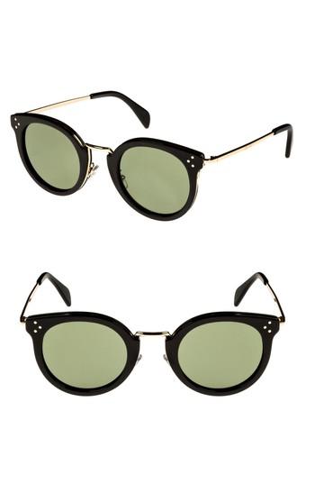 Women's Celine 49mm Round Sunglasses - Black/ Pale Gold/ Smoke