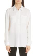 Women's Lafayette 148 New York Prianka Silk Double Georgette Blouse - White