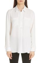 Women's Lafayette 148 New York Prianka Silk Double Georgette Blouse - White