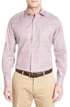 Men's David Donahue Regular Fit Plaid Sport Shirt, Size - Purple