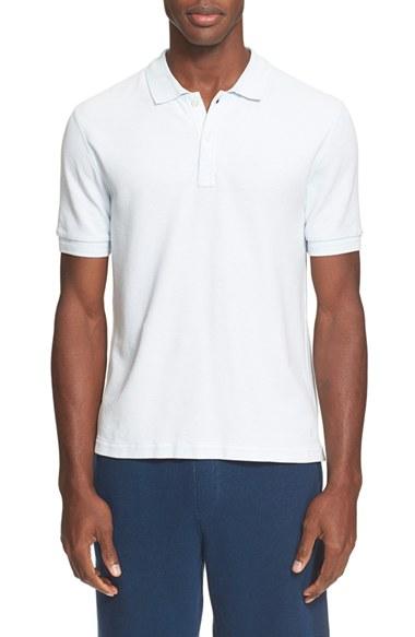 Men's Atm Anthony Thomas Melillo Stitched Collar Cotton Pique Polo - Blue