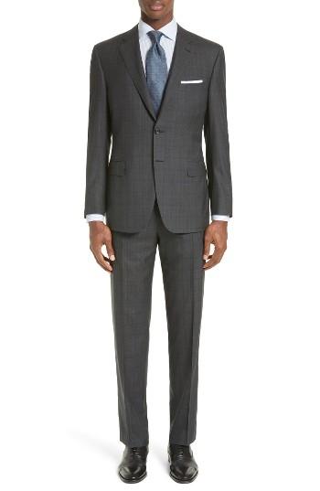 Men's Canali Classic Fit Windowpane Plaid Wool Suit